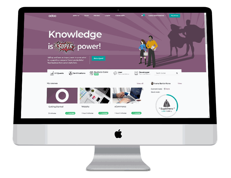 Odoo on screen e learning