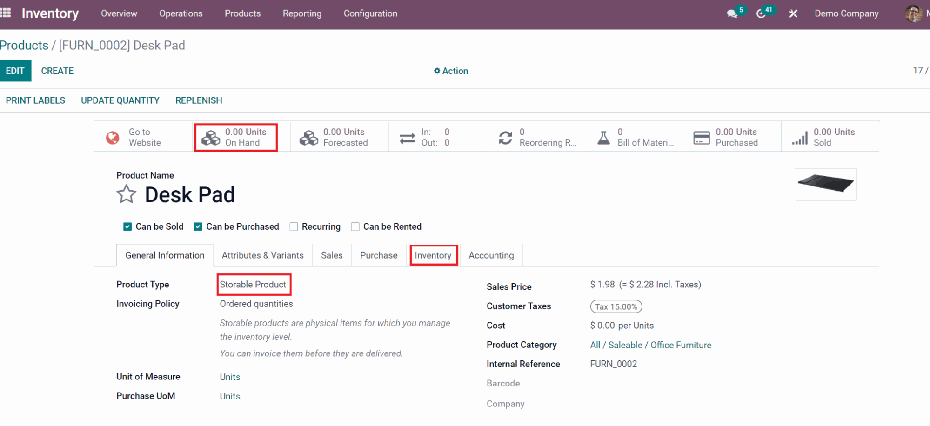 Odoo Inventory 2