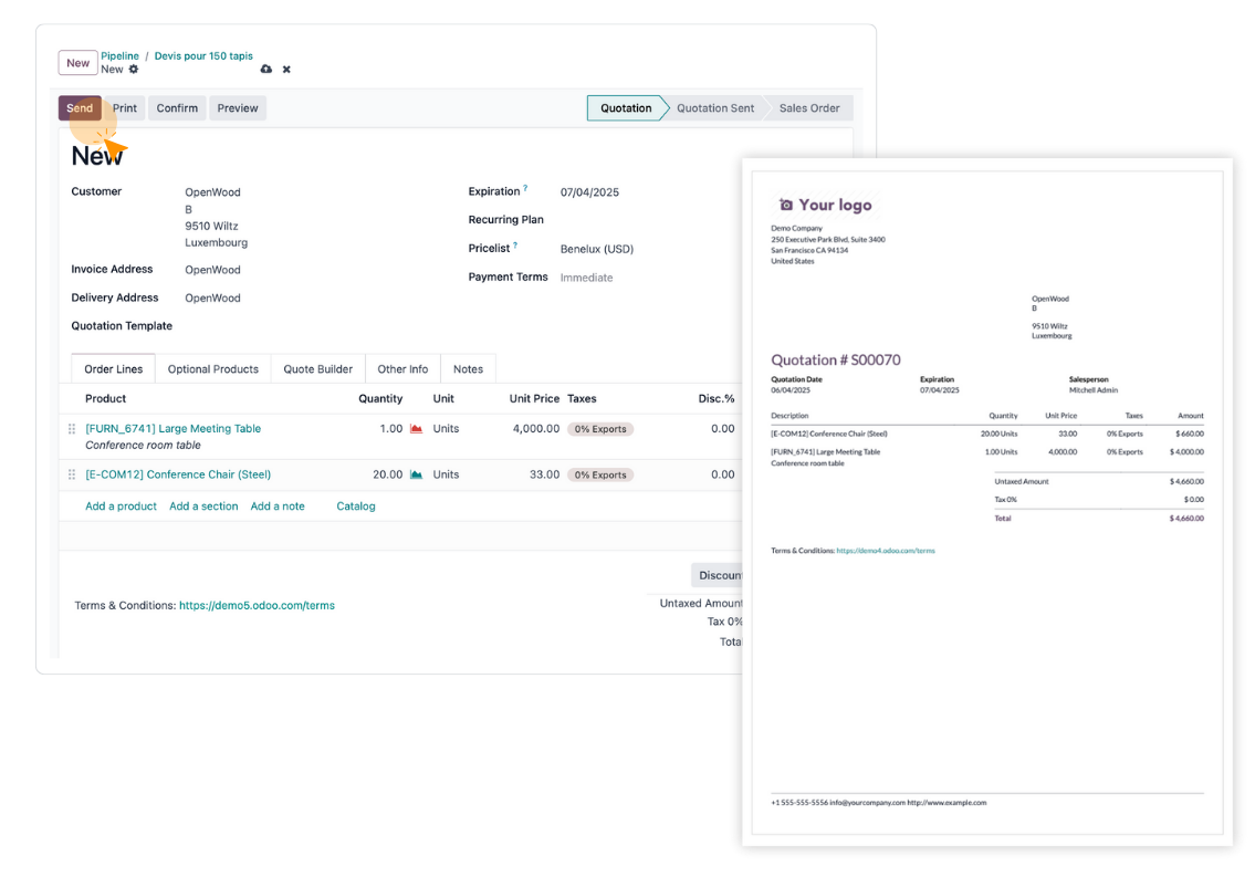 Creación de Cotización Instantánea de Odoo CRM Creación de Cotización Instantánea de Odoo CRM