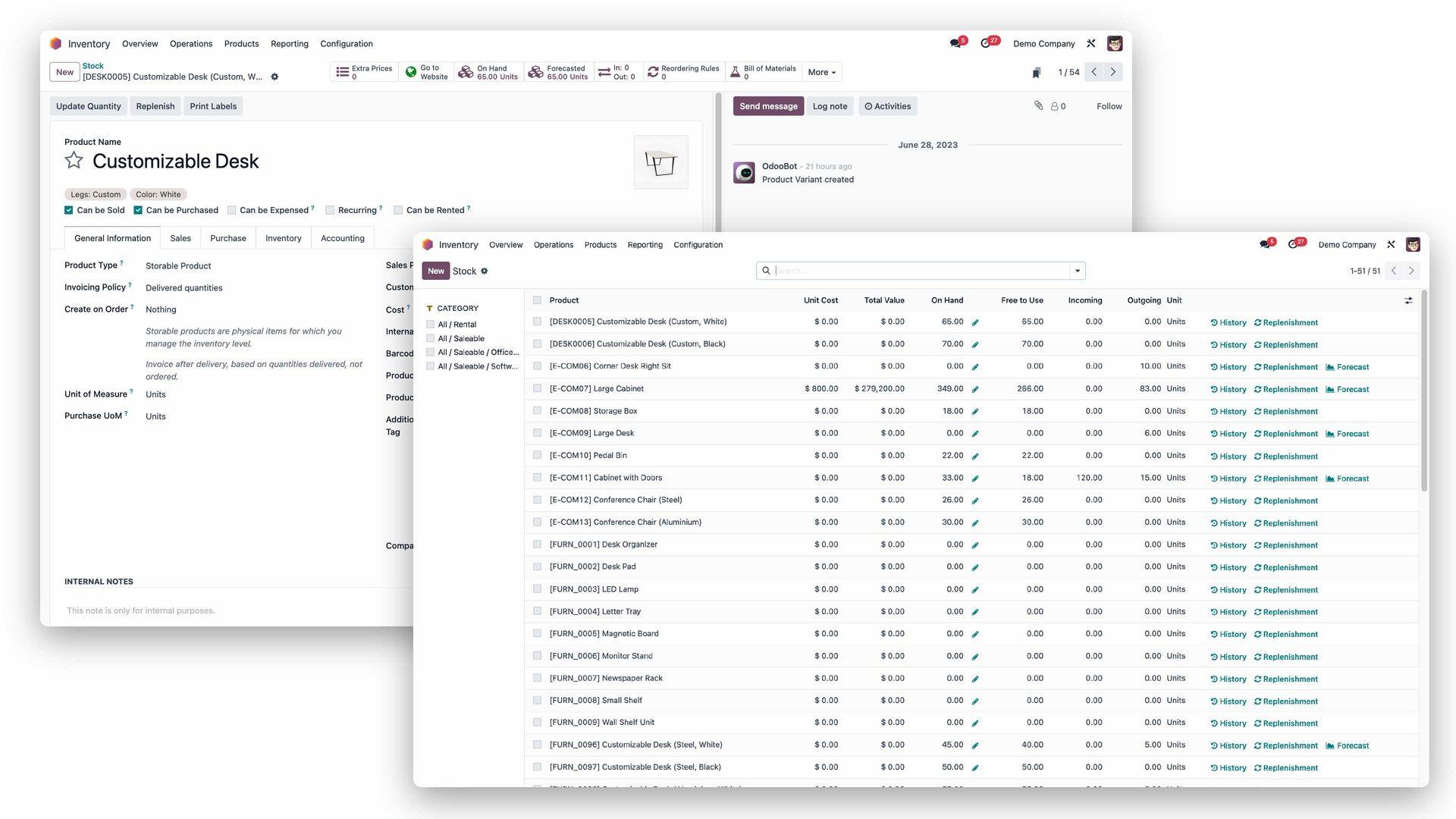 Odoo manufacturing app