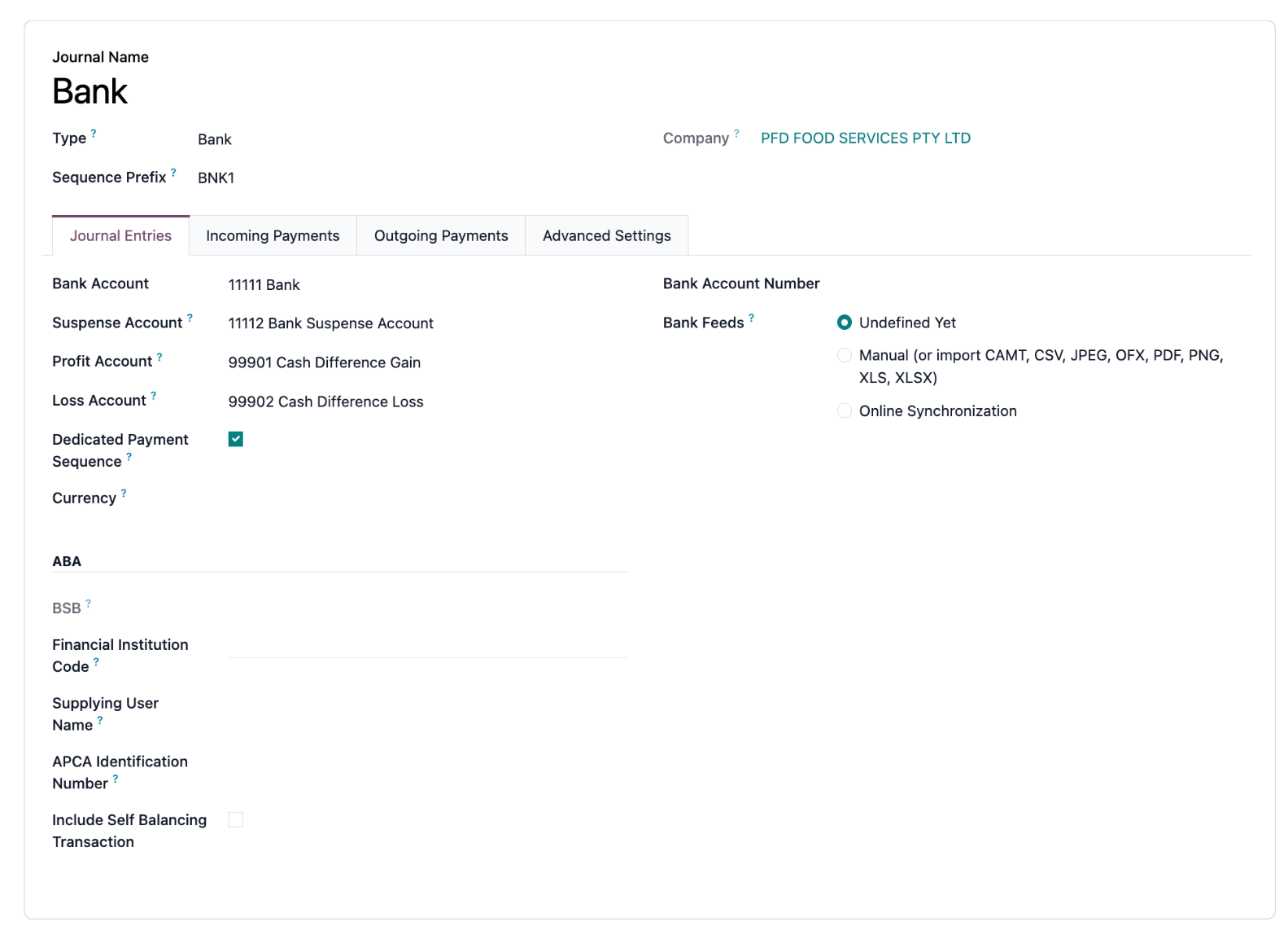 Dukungan Odoo untuk Bank Feeds & Dukungan File ABA
