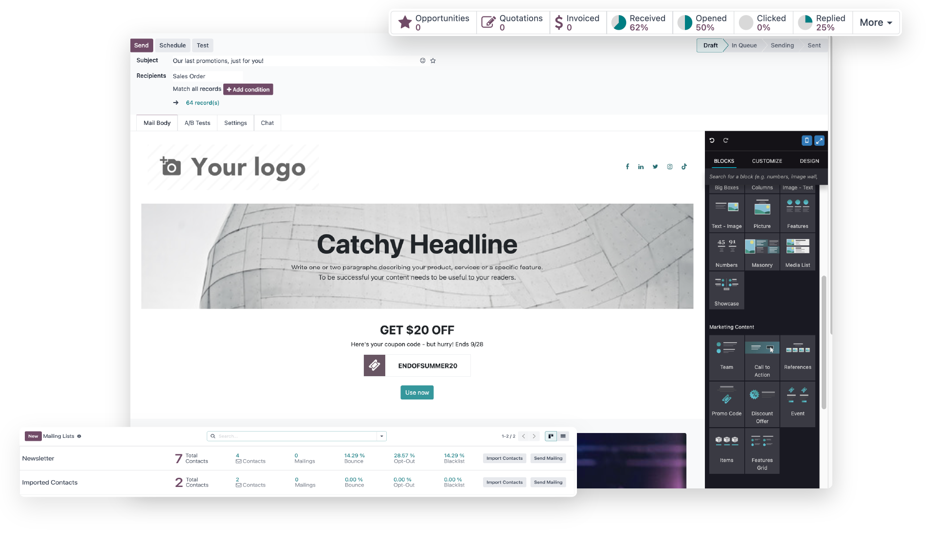 odoo email marketing app