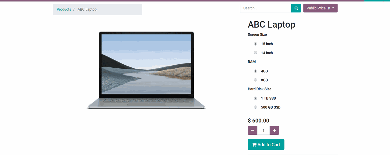 create products in Odoo eCommerce