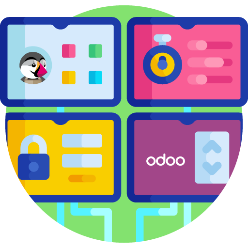 screens with Odoo, Prestashop and other applications